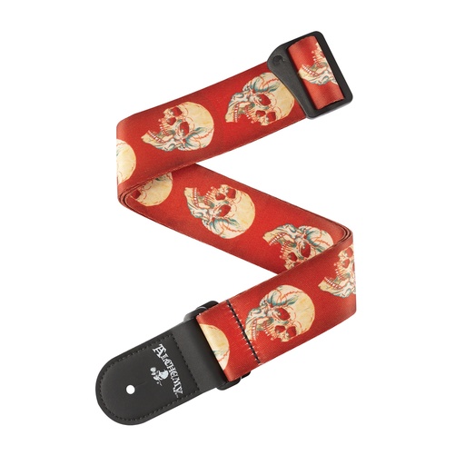 [50AL08] D'Addario Alchemy Woven Guitar Strap, Live Life Skull