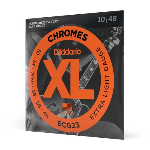 [ECG23] D'Addario 10-48 Extra Light, XL Chromes Flatwound Electric Guitar Strings