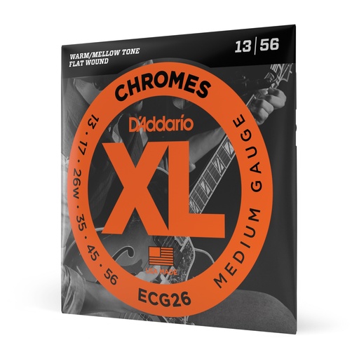 [ECG26] D'Addario 13-56 Medium, XL Chromes Flatwound Electric Guitar Strings