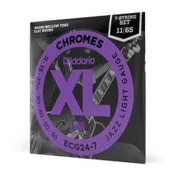 [ECG24-7] D'Addario 11-65 Jazz Light 7-String, XL Chromes Electric Guitar Strings