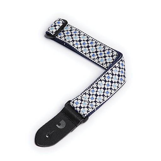 [15UKE01] D'Addario Nylon Ukulele Strap, Blue Flowers