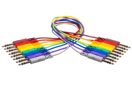 [CSS-890] Hosa CSS-890 Balanced Patch Cables, Male 1/4" TRS to Same, 3 ft, 8 Pack