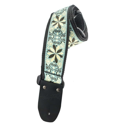 [HJQ2-19] Henry Heller 2" Woven Jaquard Strap with Nylon Backing, Green/Cream/Black