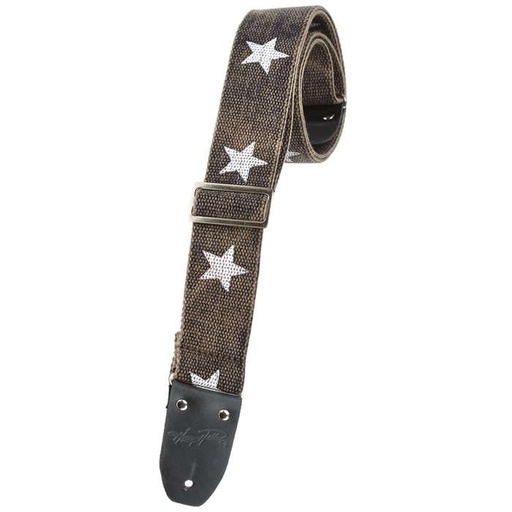 [HCOTRV-03] Henry Heller 2" Cotton Strap, Distressed Black with White Stars