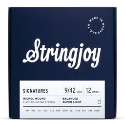 [SJ-BAL0922 ] Stringjoy Signatures 12 String Balanced Super Light Gauge (9-42) Nickel Wound Electric Guitar Strings