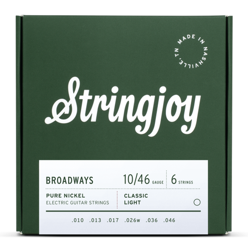 [SJ-BR1046] Stringjoy Broadways Classic Light Gauge (10-46) Pure Nickel Electric Guitar Strings