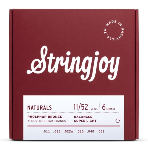 [SJ-NB1152] Stringjoy Naturals Super Light Gauge (11-52) Phosphor Bronze Acoustic Guitar Strings