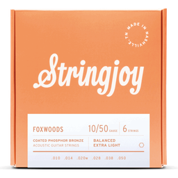 [SJ-FW1050] Stringjoy Foxwoods Extra Light Gauge (10-50) Coated Phosphor Bronze Acoustic Guitar Strings