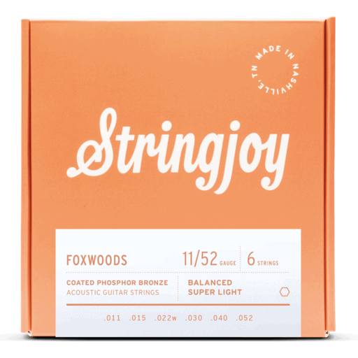 [SJ-FW1152] Stringjoy Foxwoods Super Light Gauge (11-52) Coated Phosphor Bronze Acoustic Guitar Strings