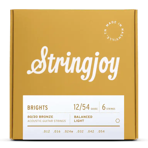 [SJ-BB1254] Stringjoy Brights Light Gauge (12-54) 80/20 Bronze Acoustic Guitar Strings