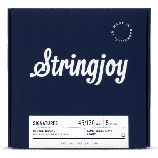 [SJ-BA45130LS] Stringjoy Light Gauge (45-130) 5 String Long Scale Nickel Wound Bass Guitar Strings