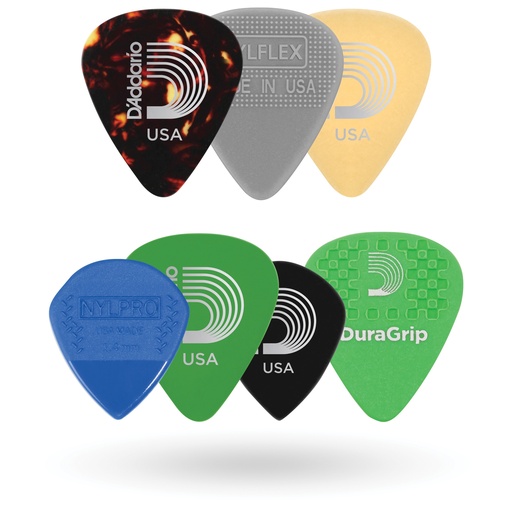 [1XVP4-5] D'Addario Assorted Guitar Picks, 7-pack, Medium