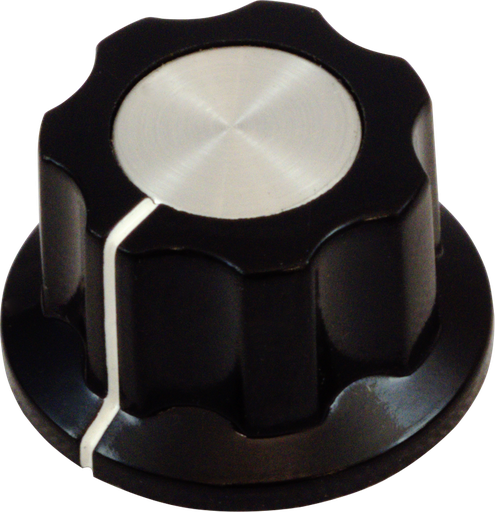[P-K371] CE Pedal Knobs, Boss Style, Black with Silver Top, .78" diameter