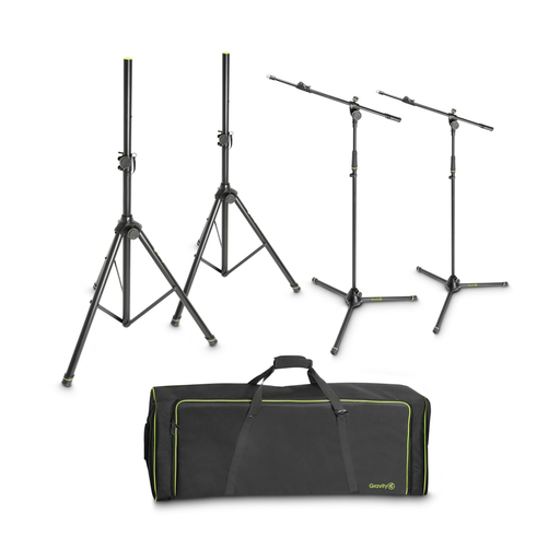 [GR-GSSMSSET1] Gravity Two Mic Stand and Two Speaker Stand Set with Bag
