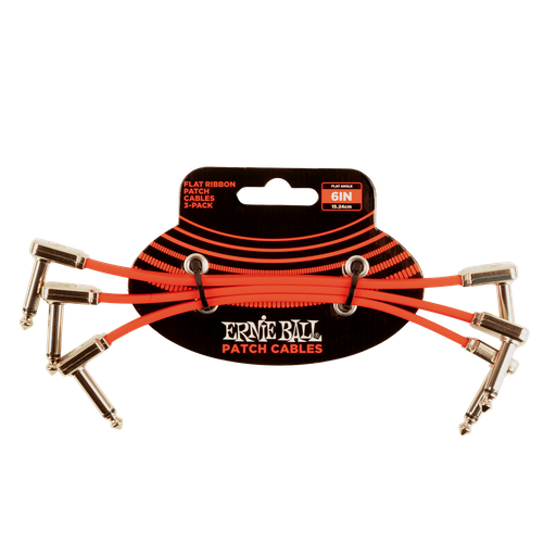 [P06402] Ernie Ball Flat Ribbon Patch Cables, 6", Red, 3 Pack