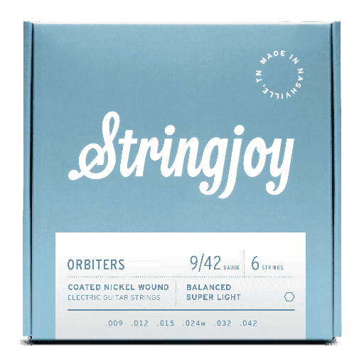 [SJ-OR0942] Stringjoy Orbiters Balanced Super Light Gauge (9-42) Coated Nickel Wound Electric Guitar Strings