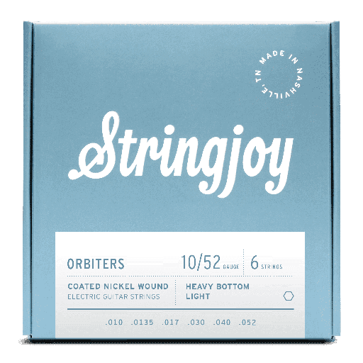 [SJ-OR1052] Stringjoy Orbiters Heavy Bottom Light Gauge (10-52) Coated Nickel Wound Electric Guitar Strings