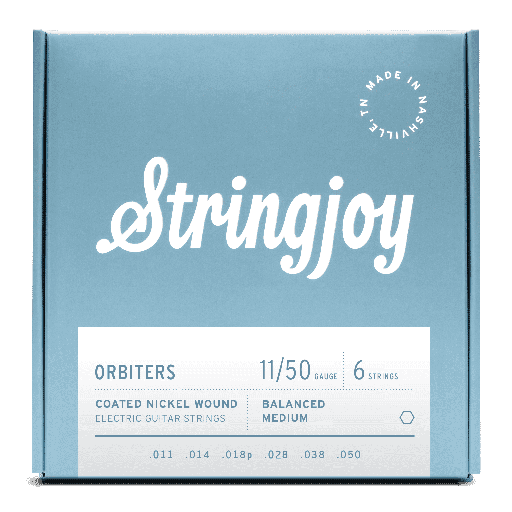 [SJ-OR1150] Stringjoy Orbiters Balanced Medium Gauge (11-50) Coated Nickel Wound Electric Guitar Strings