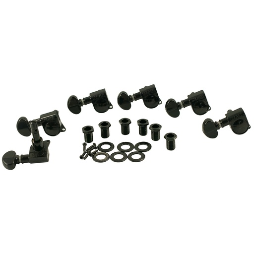 [406BCL6] Grover Mini Locking Rotomatic Tuners, 6 In Line, Lefty, Black Chrome