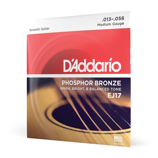 [EJ17] D'Addario 13-56 Medium, Phosphor Bronze Acoustic Guitar Strings