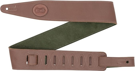 [MGS317ST-BRN-GRN] Levy's 2.5" Garment Leather Contrasting Suede Backing Brown & Green Guitar Strap