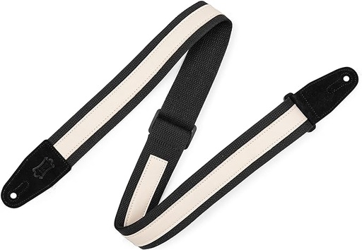 [MC2CG-BLK-CRM] Levy's 2" Cotton Strap with 1" Decorative Leather Strip, Black/Cream