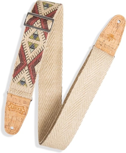 [MH8P-002] Levy's 2" Wide Vegan Hemp Webbing Guitar Strap; Tribal Pattern