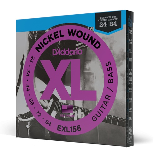 [EXL156] D'Addario 24-84 Fender Bass VI, XL Nickel Electric Guitar Strings