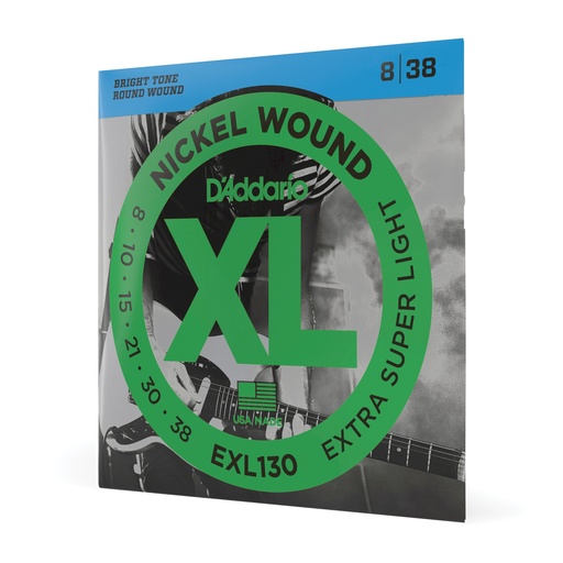 [EXL130] D'Addario 08-38 Extra Super Light, XL Nickel Electric Guitar Strings