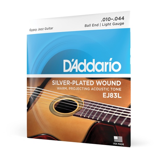 [EJ83L] D'Addario 10-44 Light Ball End, Gypsy Jazz Acoustic Guitar Strings