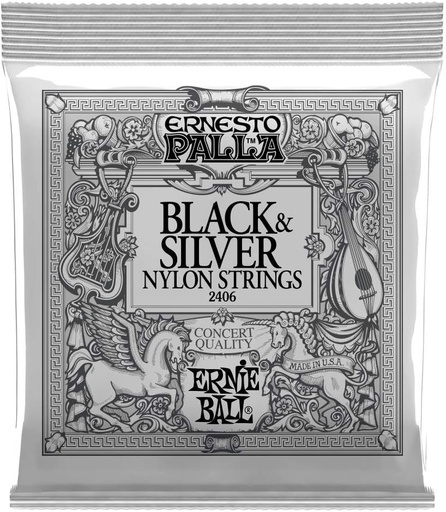 [P02406] Ernie Ball Ernesto Palla Black & Silver Tie-On Nylon Classical Guitar Strings