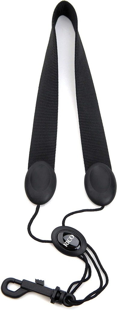Rico Saxophone Strap, Soprano/Alto, Black Nylon with Metal Hook