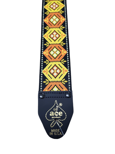 [DN-ACE16] D'Andrea Ace Jaquard Guitar Strap, Orange and Yellow on Black