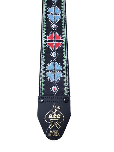 [DN-ACE12] D'Andrea Ace Jaquard Guitar Strap, Red, Blue, Green on Black