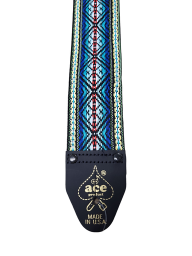 [DN-ACE13] D'Andrea Ace Jaquard Guitar Strap, Blue with Red Accents