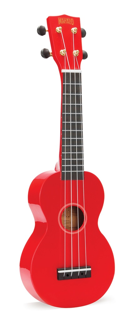 Mahalo MR1-BK Rainbow Soprano Ukulele Starter Pack, Red
