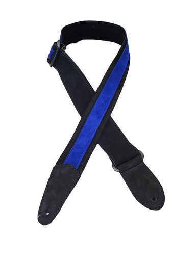 [HPDS2-05] Henry Heller 2" Wide Suede Guitar Strap, Black with Blue Suede Center