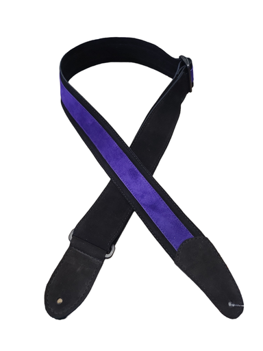 [HPDS2-03] Henry Heller 2" Wide Suede Guitar Strap, Black with Purple Suede Center