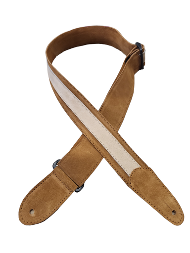 [HPDS2-02] Henry Heller 2" Wide Suede Guitar Strap, Tan with Natural Suede Center