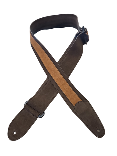 [HPDS2-01] Henry Heller 2" Wide Suede Guitar Strap, Brown with Tan Suede Center
