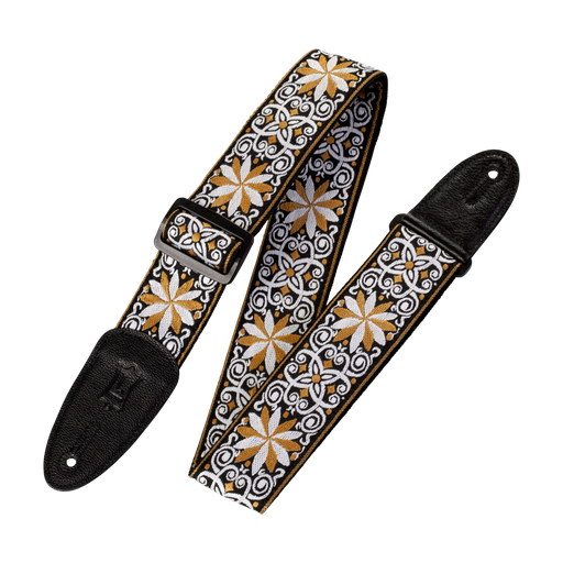 [M8HT-13] Levy's M8HT Hootenanny Jaquard Guitar Strap, Yellow & White