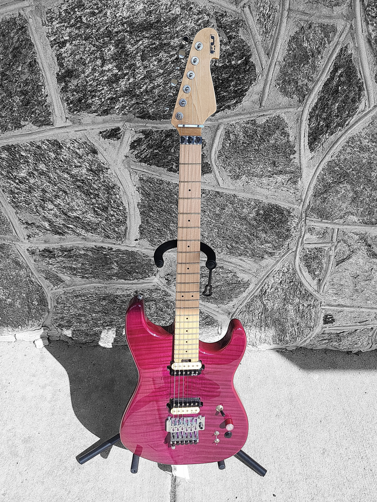 FU-Tone FU PRO Electric Guitar, Trans Purple, w/ Hard Case