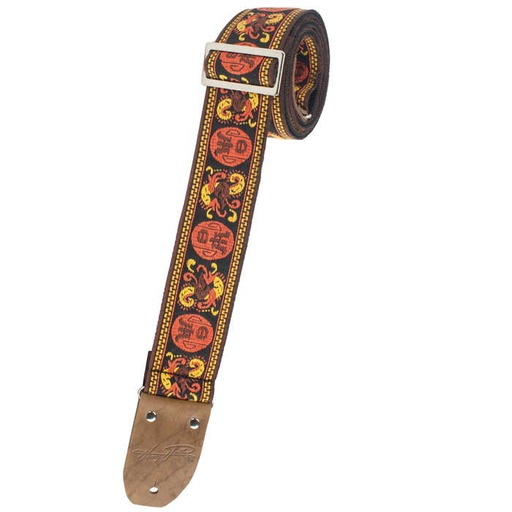 [HJQ2-08] Henry Heller 2" Jaquard Strap, Orange/Brown/Yellow