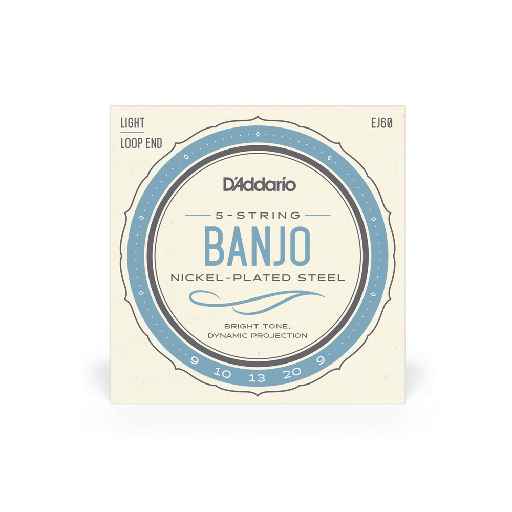 [EJ60] D'Addario EJ60 5-String Banjo Strings, Nickel, Light, 9-20