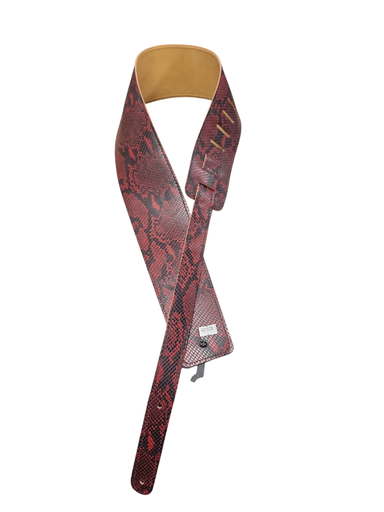 [Perri35Red] Perri's Leathers 3.5" Wide Leather Strap, Red Snakeskin