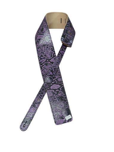 [Perri35Purple] Perri's Leathers 3.5" Wide Leather Strap, Purple Snakeskin
