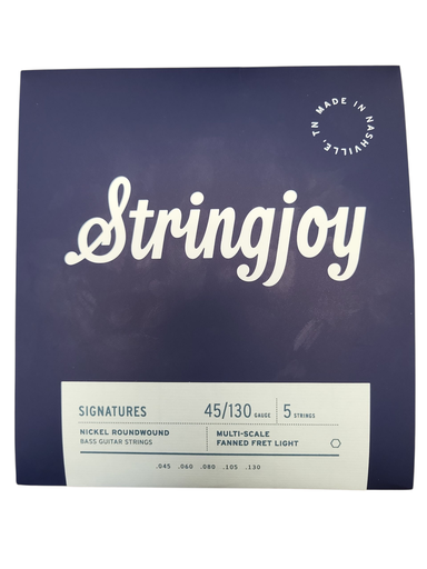 [SJ-BA45130FF] Stringjoy Light Gauge (45-130) 5 String Fanned Fret Scale Nickel Wound Bass Guitar Strings