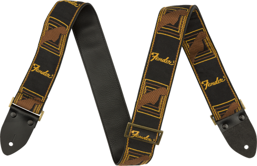 [0990680003] Fender Legacy Vintage Monogram Strap, Black/Yellow & Brown, 2"