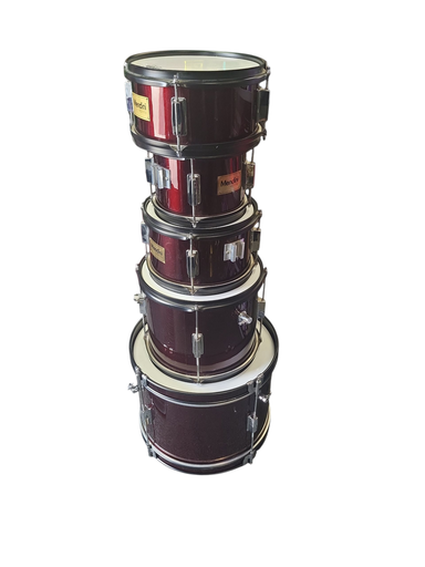 [U-JuniorKit-0717] Mendini by Cecilio Junior Drum Set, 5pc with Hardware, Metallic Red