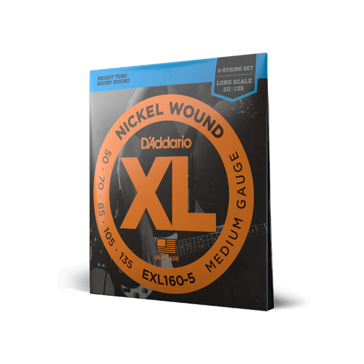 [EXL160-5] D'Addario EXL160-5 Medium Long Scale 5-String Bass Strings, 50 - 135